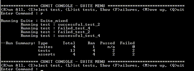 Console output - run suite