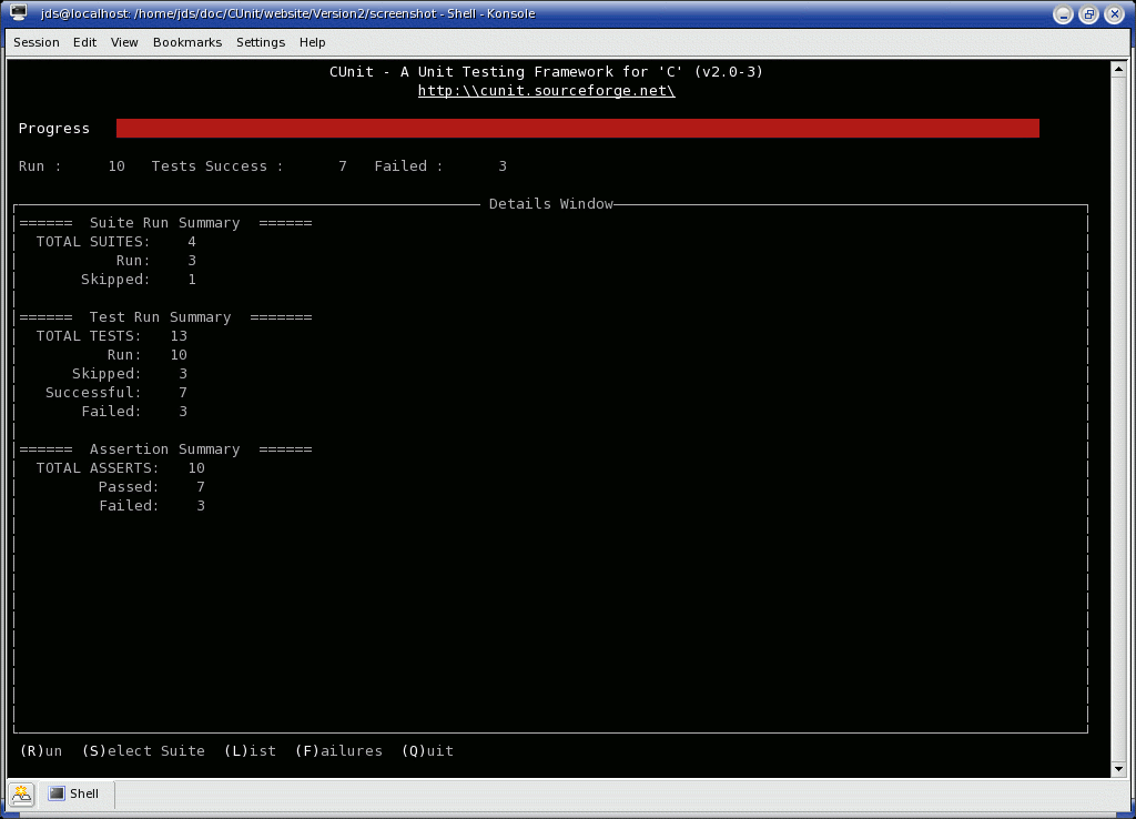 Curses run results - Run